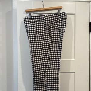 Ann Taylor Navy & White Gingham Straight-Leg Pants